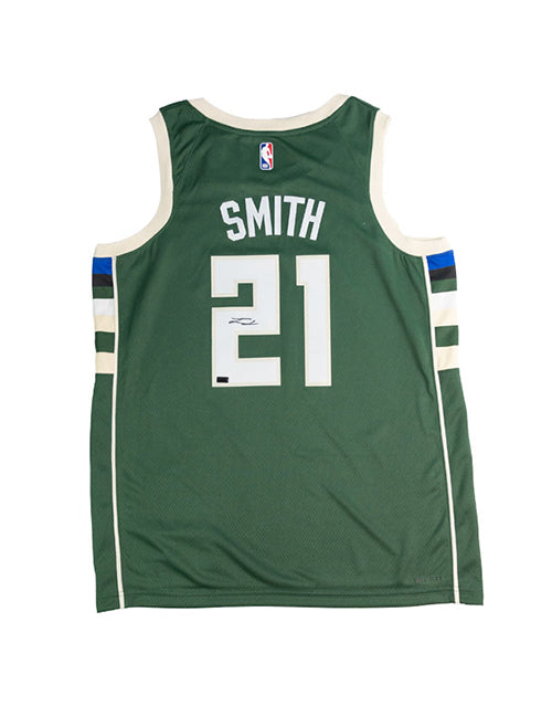 Signed Nike 2022 Icon Edition Tyler Smith Milwaukee Bucks Swingman Jersey-back