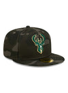 New Era Fitted 59Fifty Camouflage D3 Black Milwaukee Bucks Hat - Angled Right Side View