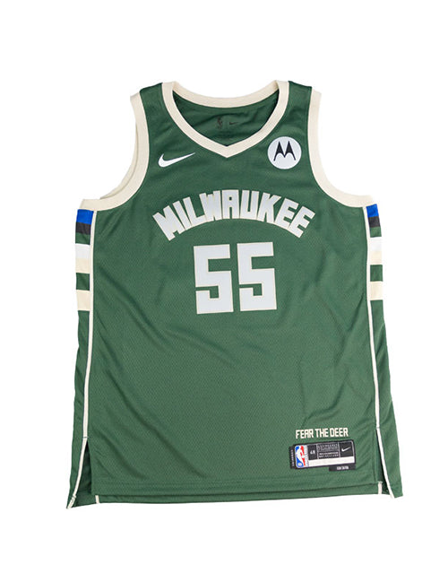 Signed Nike 2022 Icon Edition Delon Wright Milwaukee Bucks Swingman Jersey-front