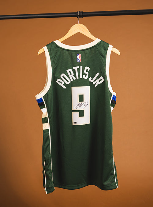 Signed Nike 2022 Icon Edition Bobby Portis Jr. Milwaukee Bucks Swingman Jersey-back