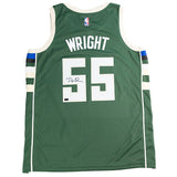 Signed Nike 2022 Icon Edition Delon Wright Milwaukee Bucks Swingman Jersey-back