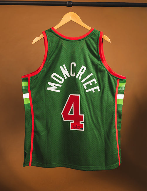 Signed Mitchell & Ness HWC '83 Sidney Moncrief Milwaukee Bucks Jersey-black