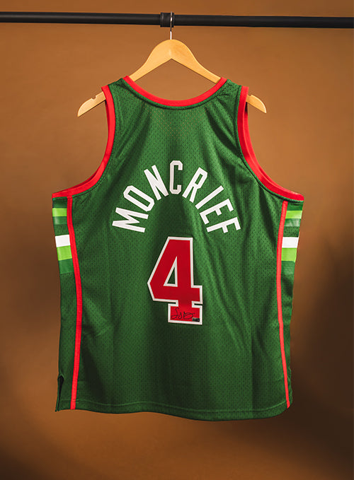 Signed Mitchell & Ness HWC '83 Sidney Moncrief Milwaukee Bucks Jersey-black