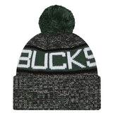 New Era Wordmark Milwaukee Bucks Pom Cuffed Knit Hat