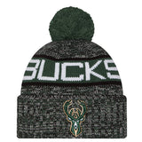 New Era Wordmark Milwaukee Bucks Pom Cuffed Knit Hat