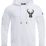 Pro Standard Logos White Milwaukee Bucks Hooded Sweatshirt - Front View