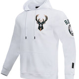 Pro Standard Logos White Milwaukee Bucks Hooded Sweatshirt - Front Left View