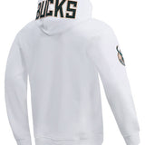 Pro Standard Logos White Milwaukee Bucks Hooded Sweatshirt - Back Right View