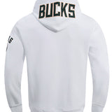 Pro Standard Logos White Milwaukee Bucks Hooded Sweatshirt - Back View