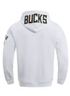 Pro Standard Logos White Milwaukee Bucks Hooded Sweatshirt - Back View