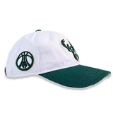 Pro Standard Classic White and Forest Milwaukee Bucks Adjustable Dad Hat-right