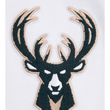 Pro Standard Logos White Milwaukee Bucks Hooded Sweatshirt - Zoom View On Left Chest Graphic