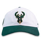 Pro Standard Classic White and Forest Milwaukee Bucks Adjustable Dad Hat-front