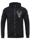 Pro Standard Logos Black Milwaukee Bucks Full-Zip Hooded Sweatshirt - Front View