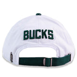 Pro Standard Classic White and Forest Milwaukee Bucks Adjustable Dad Hat-back