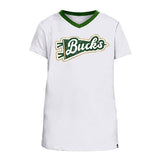 Youth New Era Glitter Flag White Milwaukee Bucks T-Shirt - Front View