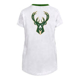 Youth New Era Glitter Flag White Milwaukee Bucks T-Shirt - Back View