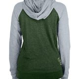 Women's New Era Throwback Milwaukee Bucks Hooded Sweatshirt In Green & Grey - Back View