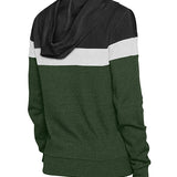 Women's New Era Throwback Milwaukee Bucks Full-Zip Hooded Sweatshirt In Green, Black & White - Back View