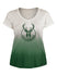 Women's New Era Throwback Dipped Milwaukee Bucks V-Neck T-Shirt In Green & Cream - Front View