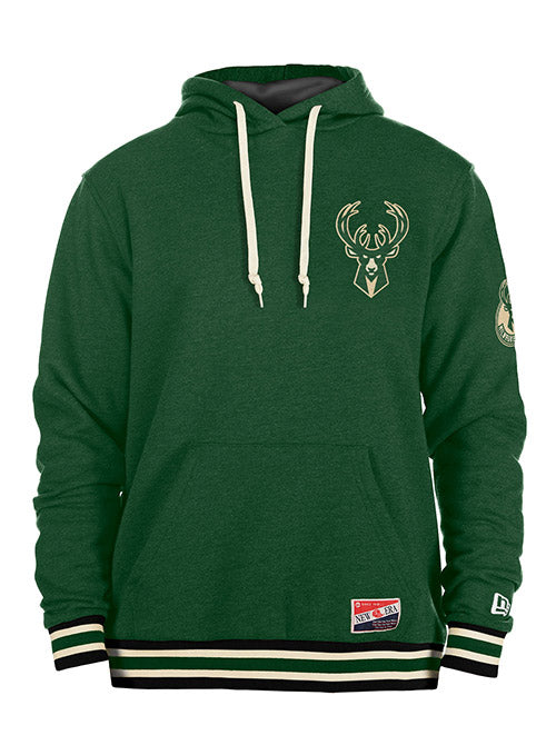 New Era Throwback Green Milwaukee Bucks Hooded Sweatshirt - Front View