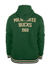 New Era Throwback Green Milwaukee Bucks Hooded Sweatshirt - Back View