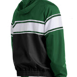 New Era Milwaukee Bucks 1/4 Zip Hooded Sweatshirt In Green, Black & White - Back View