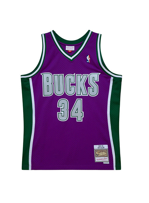 Mitchell & Ness Hardwood Classics 2001-02 Ray Allen Milwaukee Bucks Swingman Jersey-front 