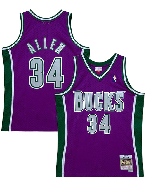 Mitchell & Ness Hardwood Classics 2001-02 Ray Allen Milwaukee Bucks Swingman Jersey-COLLAGE