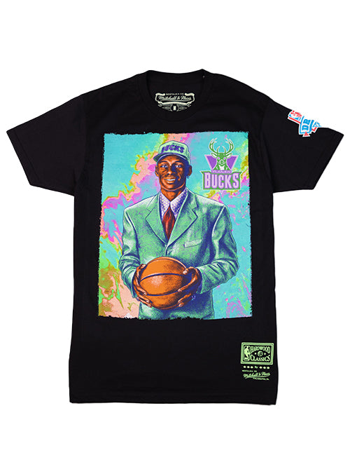 Mitchell & Ness Draft Day Colorwash Ray Allen Black Milwaukee Bucks T-Shirt-front
