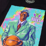Mitchell & Ness Draft Day Colorwash Ray Allen Black Milwaukee Bucks T-Shirt-close up