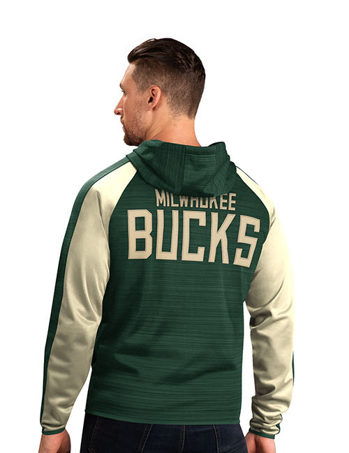 G-III Track Neutral Zone Green Milwaukee Bucks Full Zip Jacket - Back View