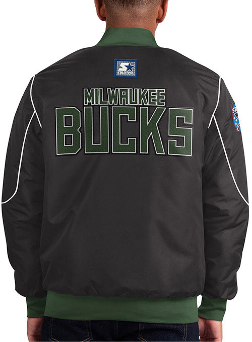 NBA Milwaukee Bucks zip up Starter Jacket Men’s XL Spell out On Back