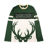 Starter Half Time Milwaukee Bucks Long Sleeve T-Shirt-front 