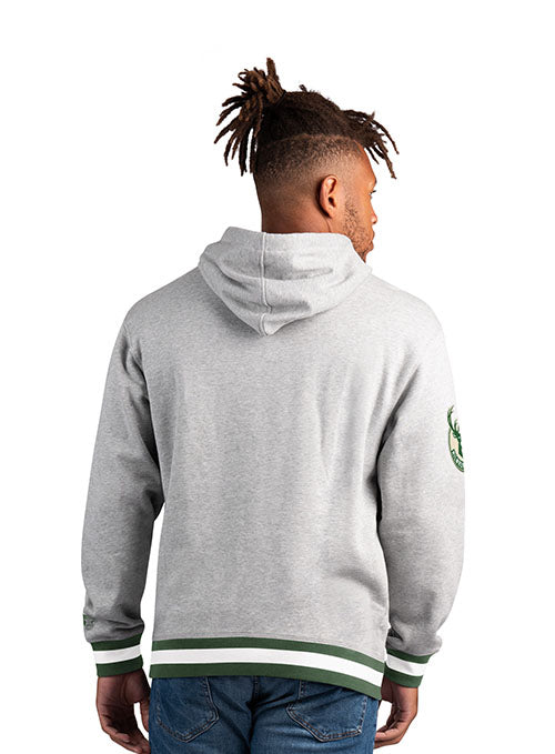 Starter The Snap Gray Milwaukee Bucks Hooded Sweatshirt - Back View