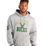 Starter The Snap Gray Milwaukee Bucks Hooded Sweatshirt - Front View