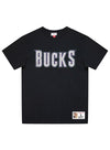 Mitchell & Ness HWC Slub Legendary Milwaukee Bucks T-Shirt in Black - Front View
