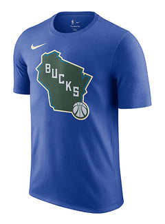 Nike 2024-25 City Edition Royal Essential Logo Milwaukee Bucks T-Shirt-front