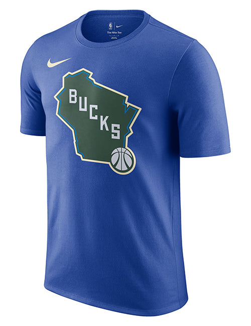 Nike 2024-25 City Edition Royal Essential Logo Milwaukee Bucks T-Shirt-front