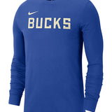 Nike 2024-2025 City Edition Royal Essential Logo Milwaukee Bucks Long Sleeve T-Shirt