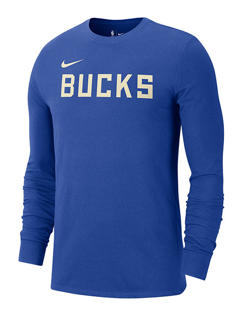 Nike 2024-2025 City Edition Royal Essential Logo Milwaukee Bucks Long Sleeve T-Shirt