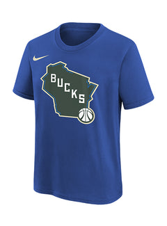 Youth Nike City Edition 2024-25 Essential Logo Milwaukee Bucks T-Shirt-front