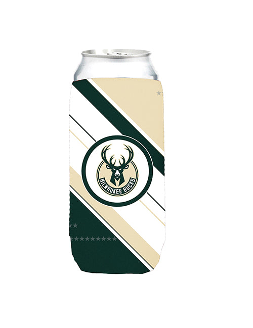 Logo Brands 16oz Milwaukee Bucks Mixed Stripes Can Koozie