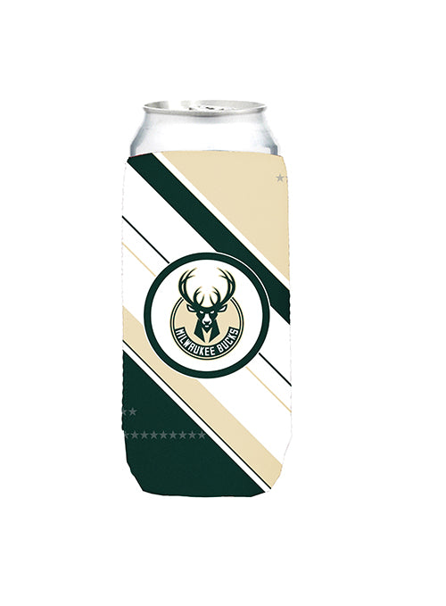 Logo Brands 16oz Milwaukee Bucks Mixed Stripes Can Koozie