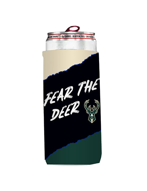 Logo Brands 12oz  Fear The Deer Milwaukee Bucks Slim Can Koozie