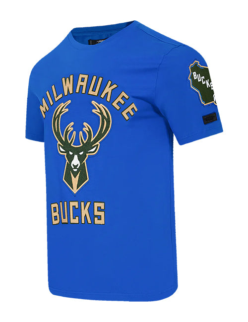 Pro Standard 2024-25 City Edition Wordmark Milwaukee Bucks T-Shirt- angled front