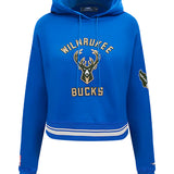 Women's Pro Standard 2024-25 City Edition Wordmark Milwaukee Bucks Cropped Hooded Sweatshirt-front