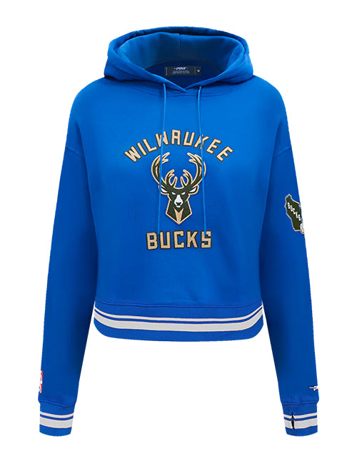 Women's Pro Standard 2024-25 City Edition Wordmark Milwaukee Bucks Cropped Hooded Sweatshirt-front