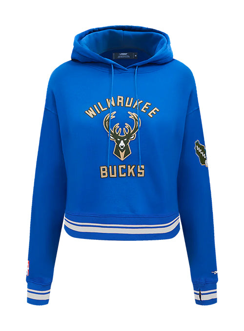 Women's Pro Standard 2024-25 City Edition Wordmark Milwaukee Bucks Cropped Hooded Sweatshirt-front