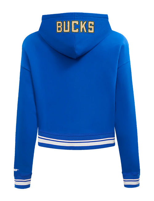 Women's Pro Standard 2024-25 City Edition Wordmark Milwaukee Bucks Cropped Hooded Sweatshirt-back